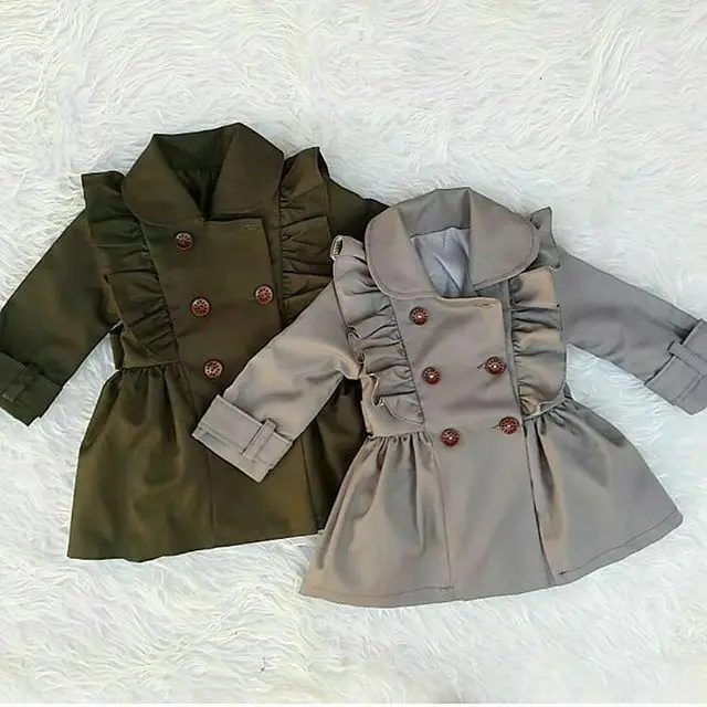 

Pudcoco Toddlers Baby Girl Bandage Casual Jacket Windbreaker Dress Coat Long Ruffle Trench Coat Outwear 2-7T