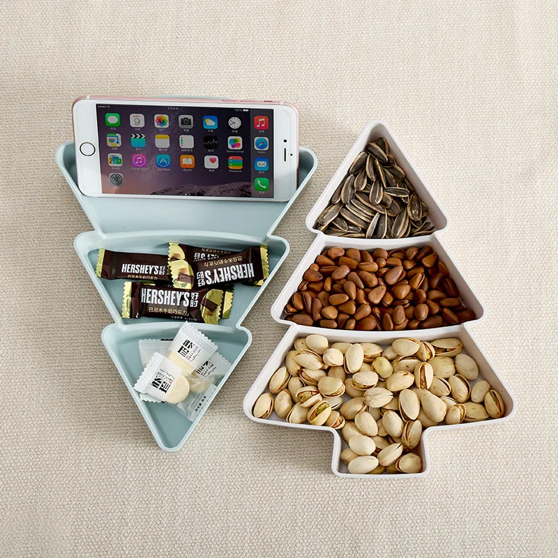 3-РЯД десертные тарелки посуды Рождественская елка Форма Пластик конфеты закуски