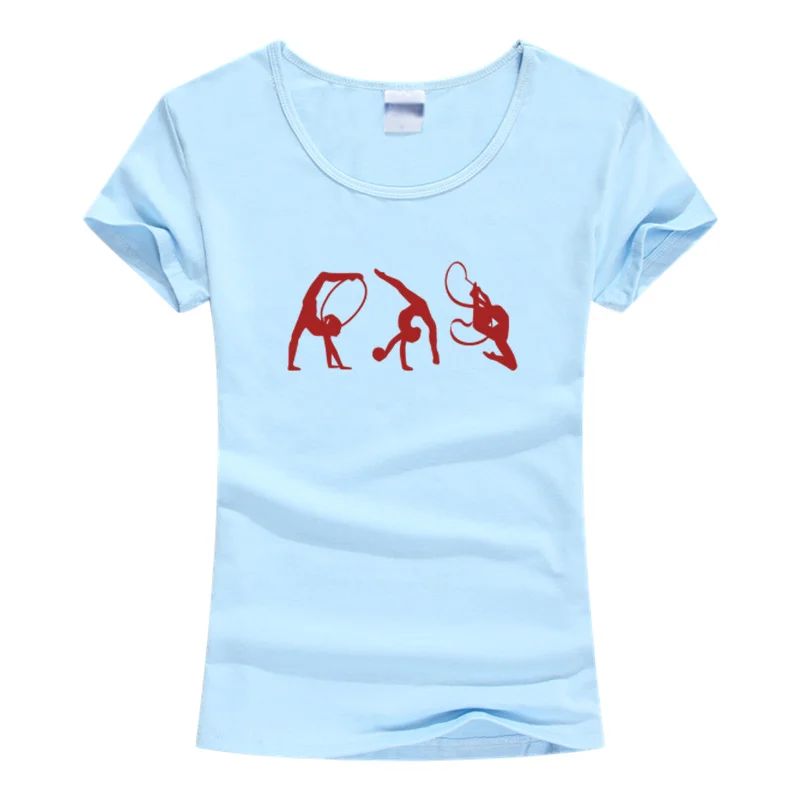 Женская хлопковая футболка с коротким рукавом принтом гимнаста