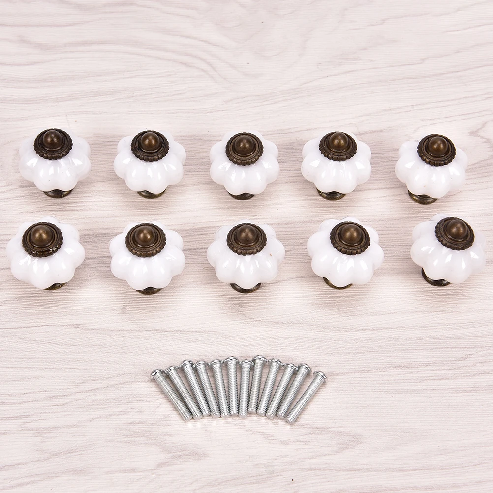 

1/10pcs Vintage Furniture Handle Door Knobs Drawer Cupboard Kitchen Pull Handle Pumpkin Ceramic Cabinet Handles Retro Hardware
