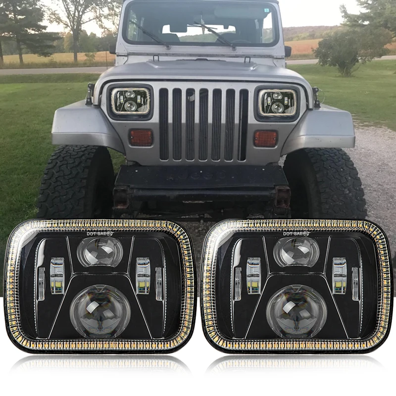 110W 5X7 7X6 дюймов прямоугольный морской Светодиодный луч светодиодный фары с DRL Для