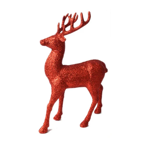 scene layout Christmas window decoration decoration plastic glitter Christmas deer ornaments home decoration props - Color: 1