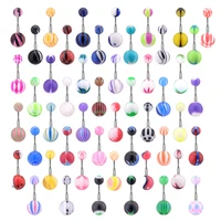 100150200 pcs sexy helix navel piercing stud stainless steel acrylic mixed color body jewelry women suit belly button fashion
