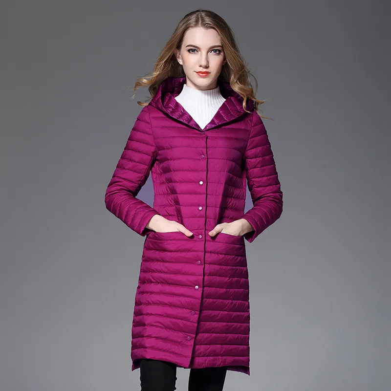 

Fashion Women Winter Ultra Casual Light Duck Warm Coat Slim Pockets Autumn Long Jacket Solid Warm Warm Parka