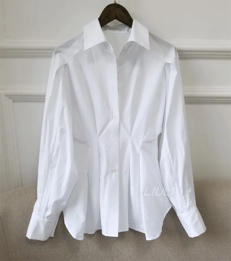 Женская мода весна 2020 белые хлопковые рубашки дизайнерские с длинным рукавом