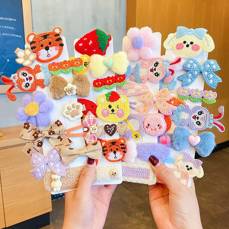 

WANGAIYAO new children's hair clip new 10-piece set cartoon hairpin baby does not hurt hair, little girl side clip hair accessor