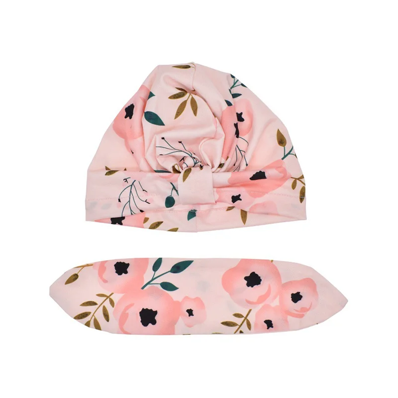 Baby Turban Elastic Cap Cotton Soft Newborn Floral Pattern Knit Beanies Girls Sleep Caps Hat | Детская одежда и обувь