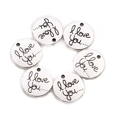 

Подвеска из металлического сплава с круглой надписью «love», 20 шт./лот, для изготовления браслетов, ювелирных изделий своими руками, dgfe4s