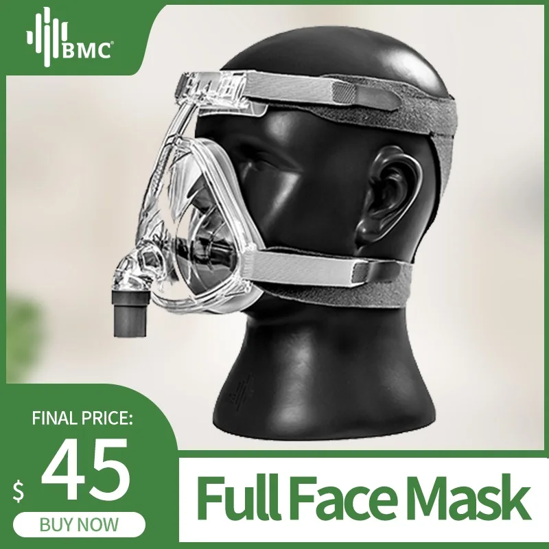 BMC FM2 Full Face Mask Модная родо-носовая маска для CPAP аппарата с размером S / M / L помогает пациентам с храпом получить эффективную терапию