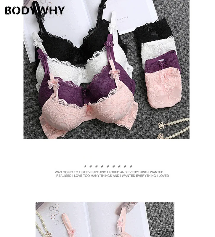Underwear Bra Set Thin Lingerie Bottom Thick Deep V Gathered Sexy Lace with Size Bra Novelty Style High Quality Free Shipping