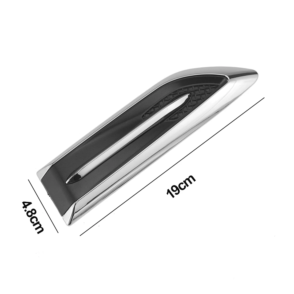 

K-Car 2Pieces Chrome 3D Sticker Hood Grille Shark Gill Simulation Air Flow Vent Auto Decoration Stickers