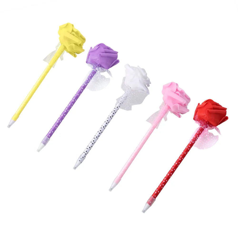 

NUOLUX 5pcs Cool Novelty Valentine's Day Lover Couple Rose Decor Ballpoint Pen Office School Supplies Students Children Gift