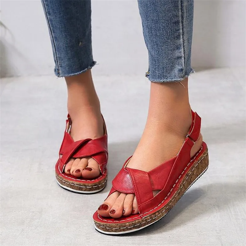 2020 г. летние женские босоножки Повседневная обувь на танкетке с пряжкой удобные