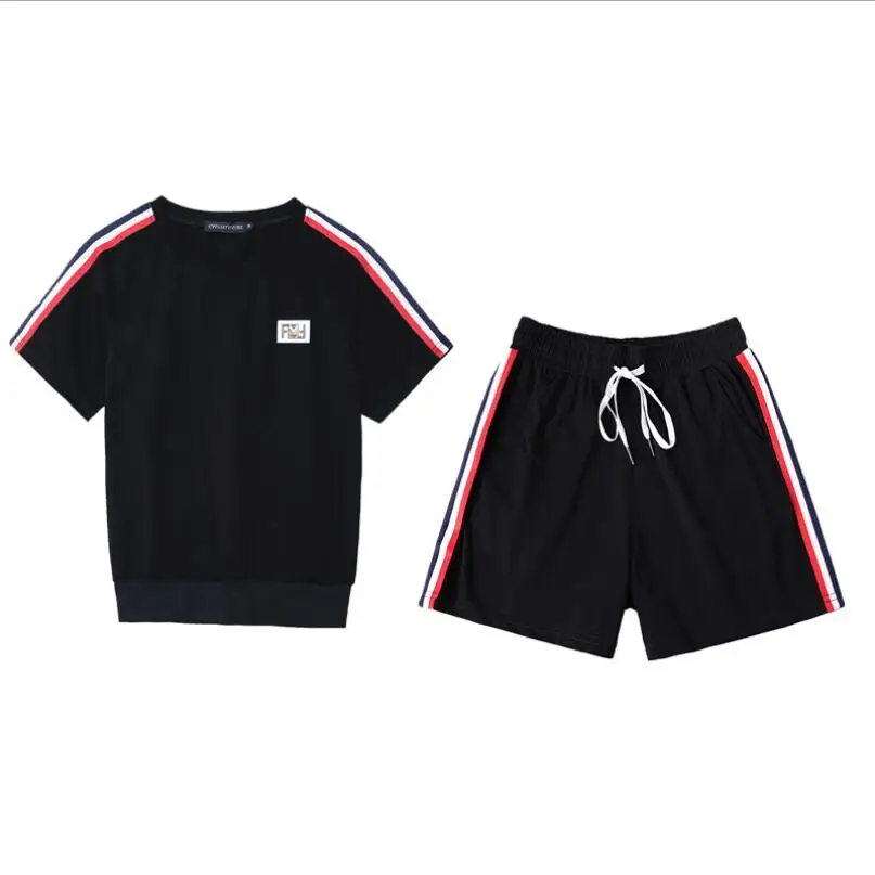 

ZNG 2019 New Summer Women Set Fitness Suit Women Workout Sport Clothes Shorts Running Compression Tights Sport T Shirt