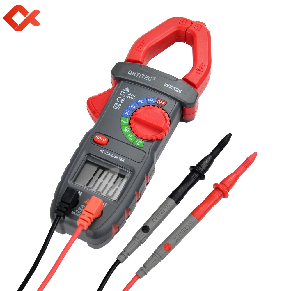 

QHTITEC WX526 Digital Clamp Meter AC DC Multimeter Pinza Amperimetrica True RMS High Precision Capacitance NCV Ohm Hz Tester