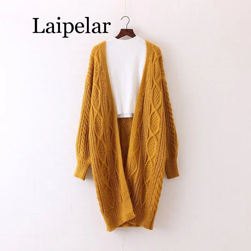Laipelar зимние осенние длинные женские кардиганы с рукавом фонарик Повседневные