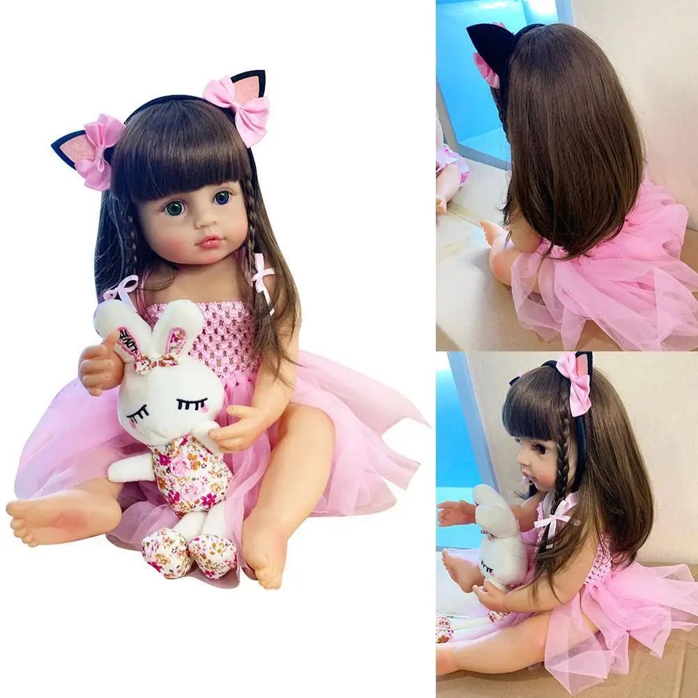 

55cm New Sweet Face Original Npk Rebirth DollsToddler Girl Soft Toy Silicone Full Dolls Baty Reborn Pink Baby Gifts Princes J8F5