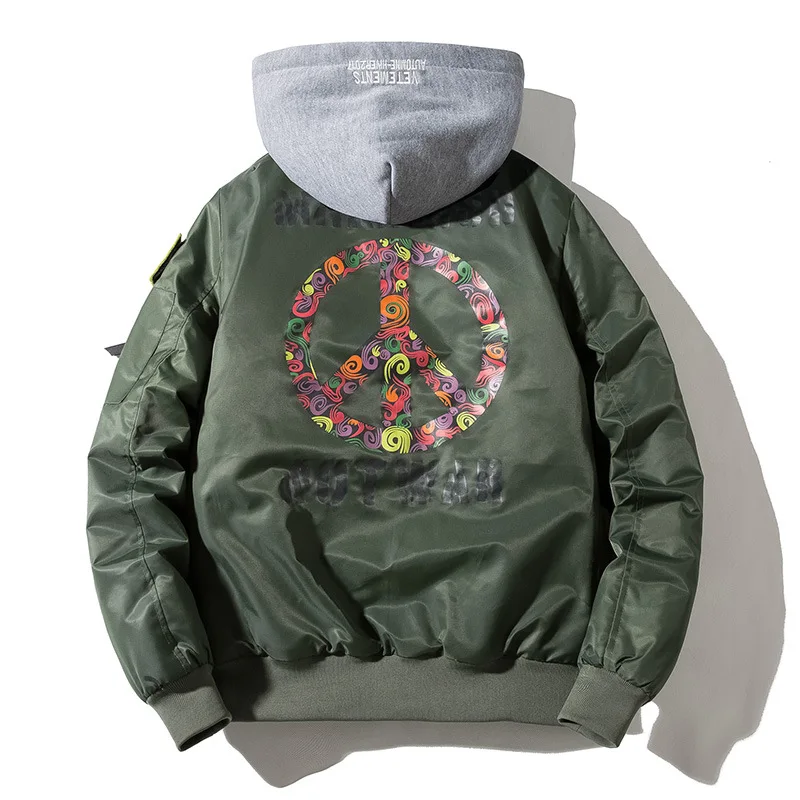 Мужская куртка бомбер Ma1 Толстая Повседневная бейсбольная в стиле хип хоп