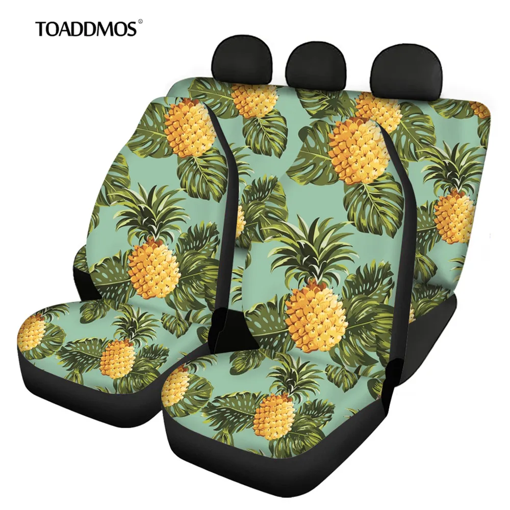 

TOADDMOS тропических в гавайском стиле с узором «ананас» передних и задних сидений автомобиля набор из 4 Универсальный Размеры подходит для сал...