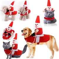 pet dog christmas clothes santa claus riding a deer jacket coat pet christmas dog apparel costumes for small large dog outfit us