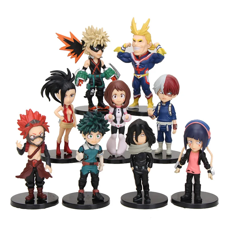 9pcs/set Anime My Hero Academia Statue Izuku Midoriya Bakugou Katsuki ...