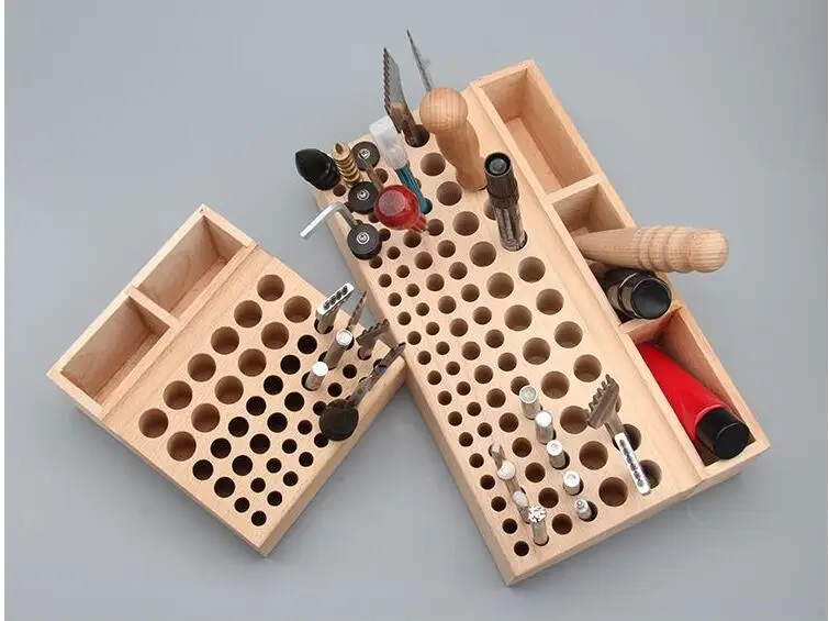 

Beech Leather Craft Tools Holder Rack Stand 98 / 46 Holes Leather Craft Tool Rack Stamp Punch Tool Storage Box Holder Organizer
