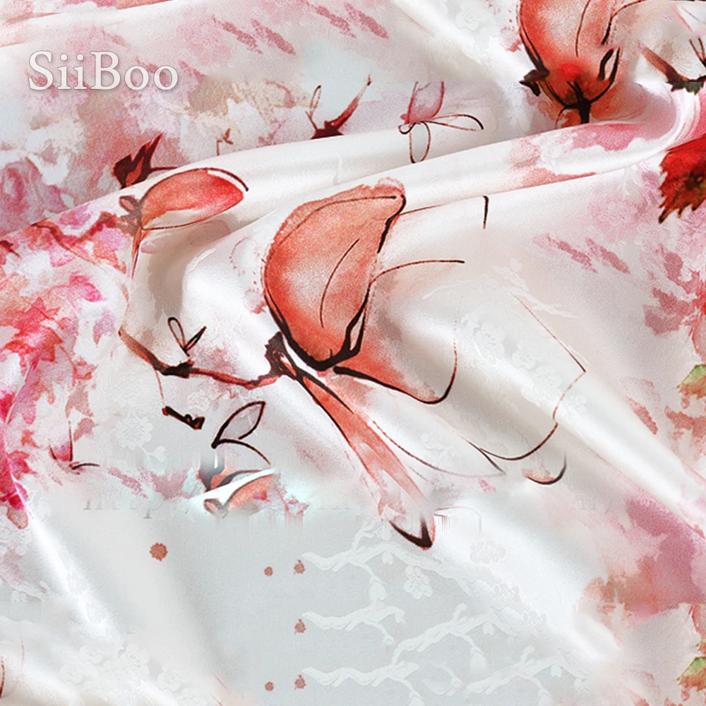 Роскошная розовая жаккардовая ткань с цветочным принтом из спандекса шелковая