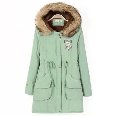 Light bean green Зимняя куртка Женская Толстая теплая парка с капюшоном Mujer хлопковое Стеганое пальто Длинная Куртка размера плюс 3xl тонкая женская куртка - Цвет: Light bean green