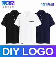 mens high quality short sleeve polo fir custom printed embroidery company logo top solid color lapel breathable shirt 5xl