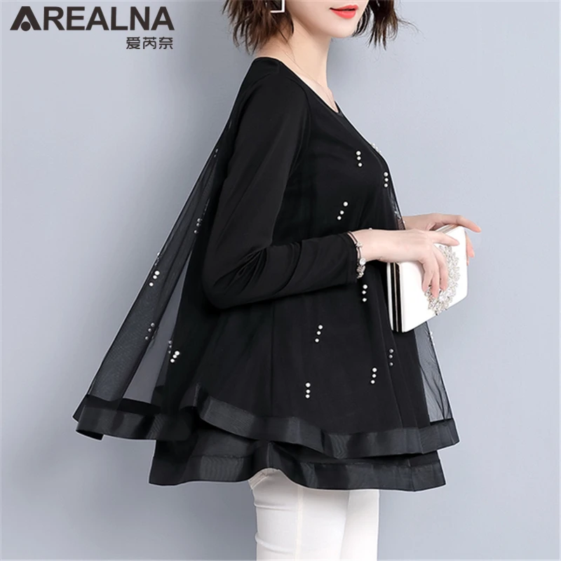 Женские топы и блузки 2019 осенняя шифоновая блузка с цветочной вышивкой кружевом