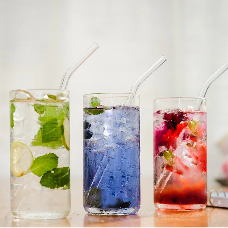 Transparent Glass Cup Creative Measuring Cups Milk Yogurt Coffee Tea With Scale Durable Juice Straw 300ml | Дом и сад