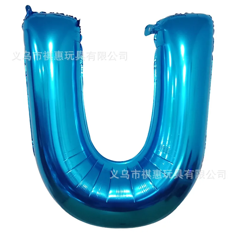 40 inch Blue aluminum film letter balloon Aluminum foil birthday Party wedding supplies Decorative photography props balloon - Цвет: U