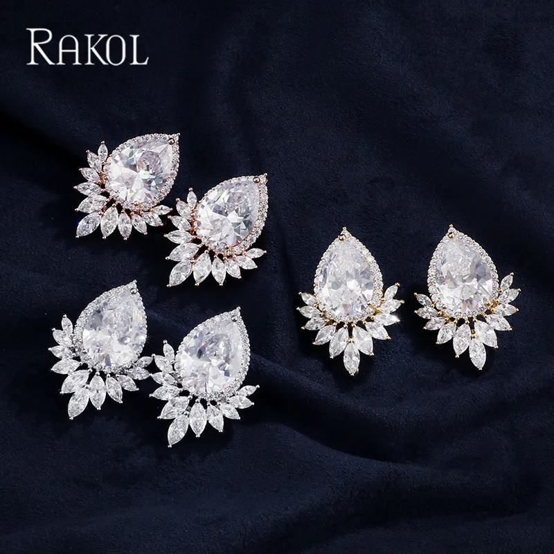 RAKOL Роскошный белый золотого цвета Блестящий Каплевидная форма кубический