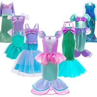 girls little mermaid princess dress up kids ariel fancy costume wig children carnival birthday pool party summer outfit clothes
