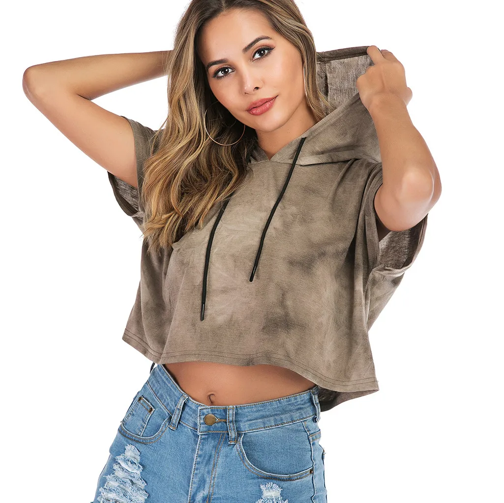 Свитшоты женская блузка с принтом Комбинезон осень капюшоном короткий рукав