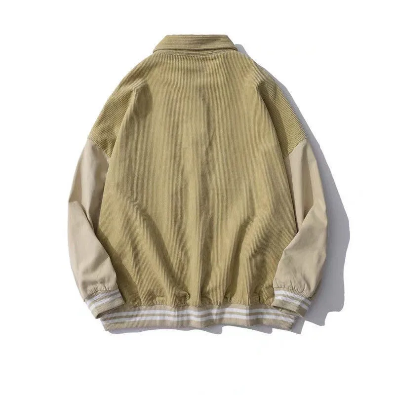 Модная Вельветовая Бейсбольная Куртка Varsity для пар с вышивкой уличная одежда