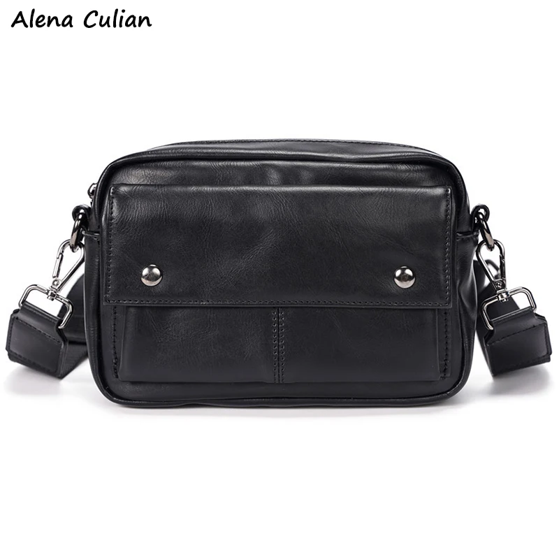 

Man Bag Vintage Fashion Solid Black Mens Leather Crossbody Bag Durable Travel Side Shoulder Bag Man Handbag bolsos Dropshipping