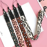 1pcs leopard key lanyard printed phone holder cheetah id badge holders anti lost animal phone neck straps with keyring