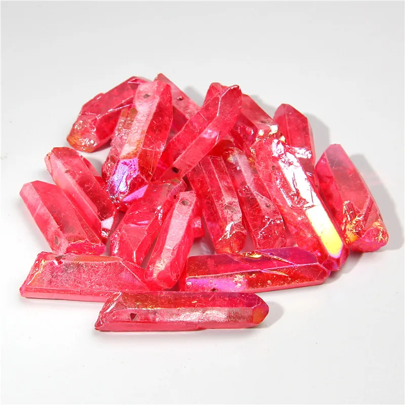40mm 10PCS Raw Red Quartz Crystal Top Drilled Stick Beads Rock Point Pendant Jewelry Making Diy | Украшения и аксессуары