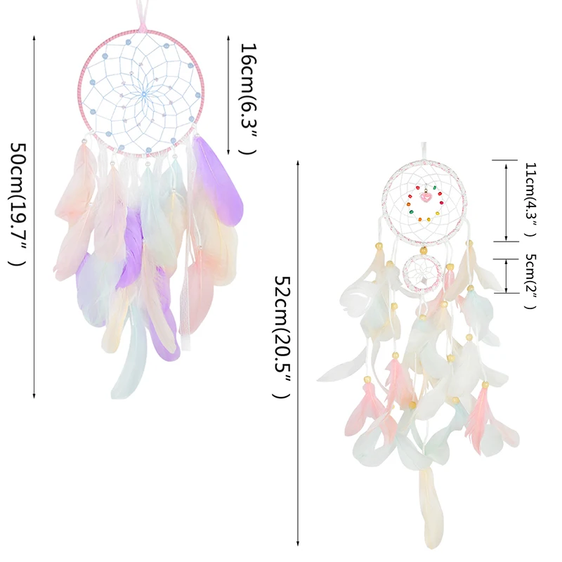 

Pink Feather Handmade Dreamcatcher Wind Chimes Craft For Wall Hanging Ornament Home Girls Room Bedroom Decor Kids Birthday Gift