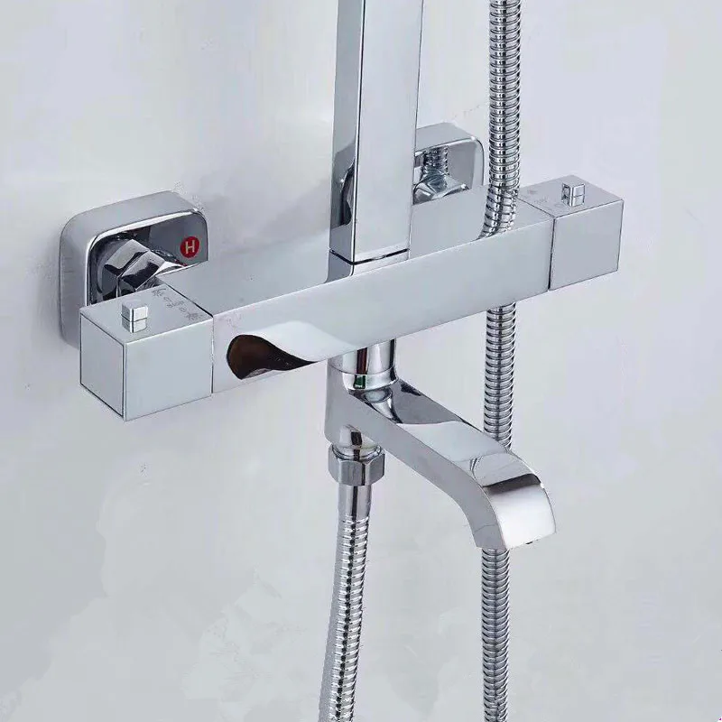 Хромированный Термостатический смеситель для душа ванны и настенный