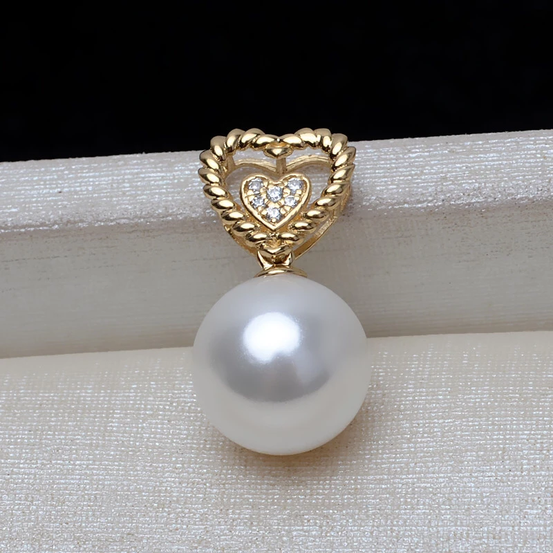 Charm Heart Real AU750 18K Gold Pendant Mountings Findings Jewelry Settings Accessories Base Parts for Pearls Crystal Jade Coral