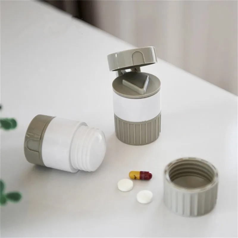 

4 In 1 Portable Pill Case Medicine Splitter Powder Home Grinder Pill Cutter Medicine Box Storage Remind For Elder High Quality