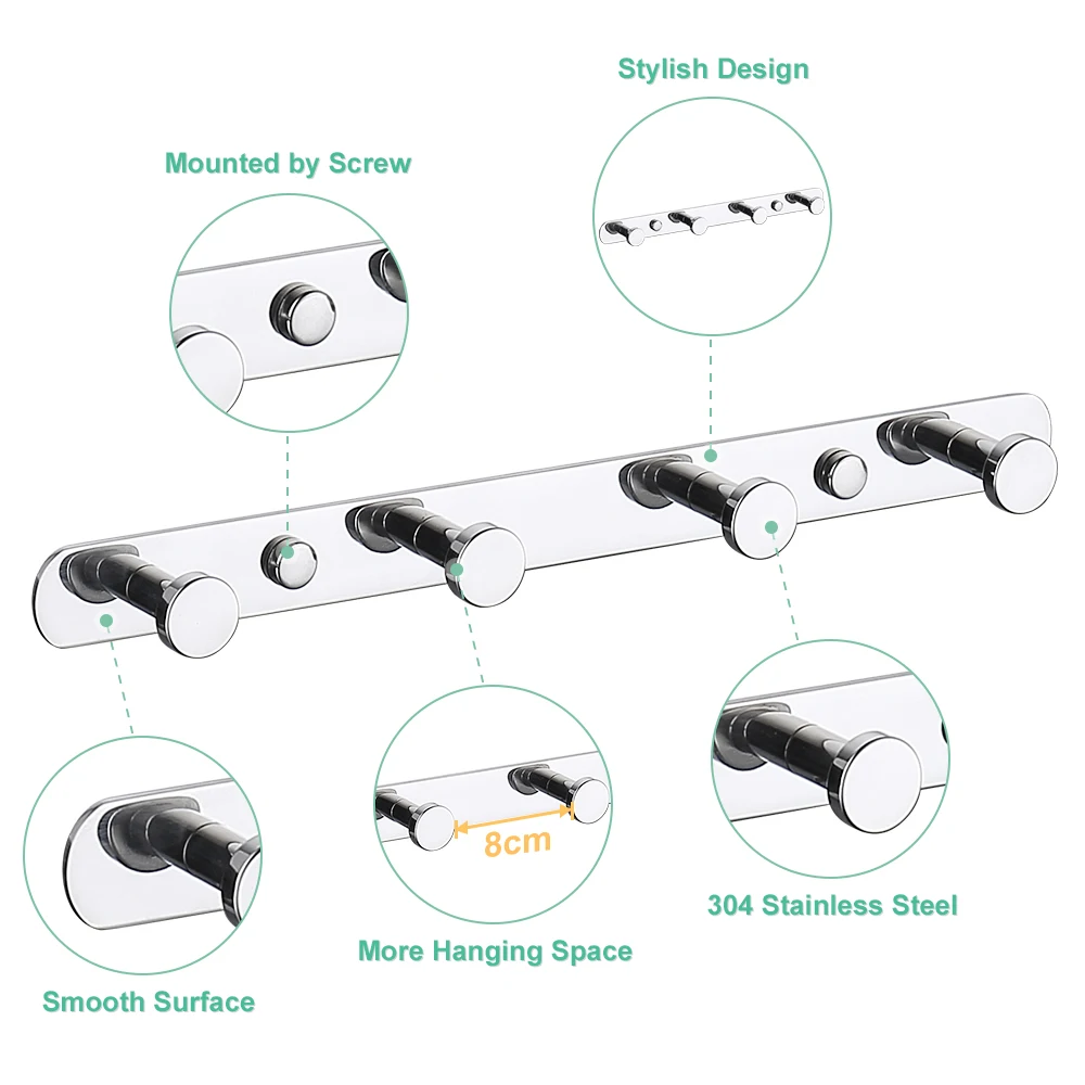 taicute t chrome bathroom robe hooks heavy duty towel hanger wall mount clothes coat holder steel rack accessories for bathroom free global shipping