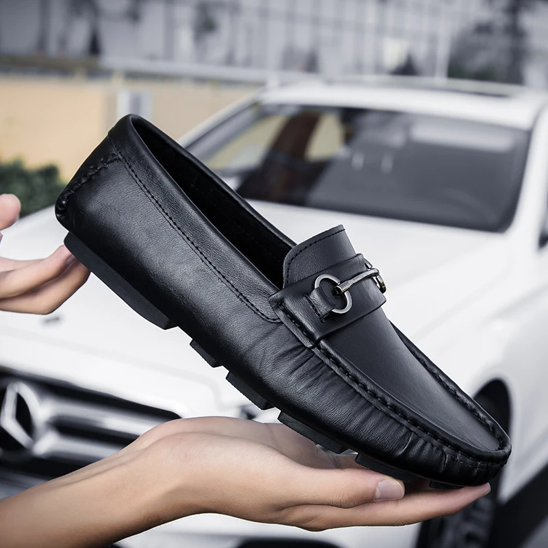 Туфли мужские из натуральной кожи роскошные брендовые дышащие мокасины без