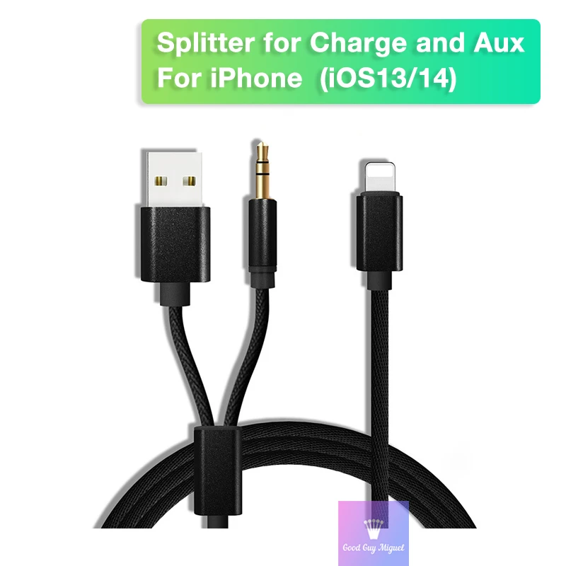 

For Lightning Splitter Cable for iPhone 12 11 2 in 1 Headphone Jack Car Audio AUX IN and USB Charger Adapter Splitter for iPhone