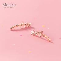 modian sparkling zircon stackable flower star hight quality 925 sterling silver a row stud earring for women party fine jewelry