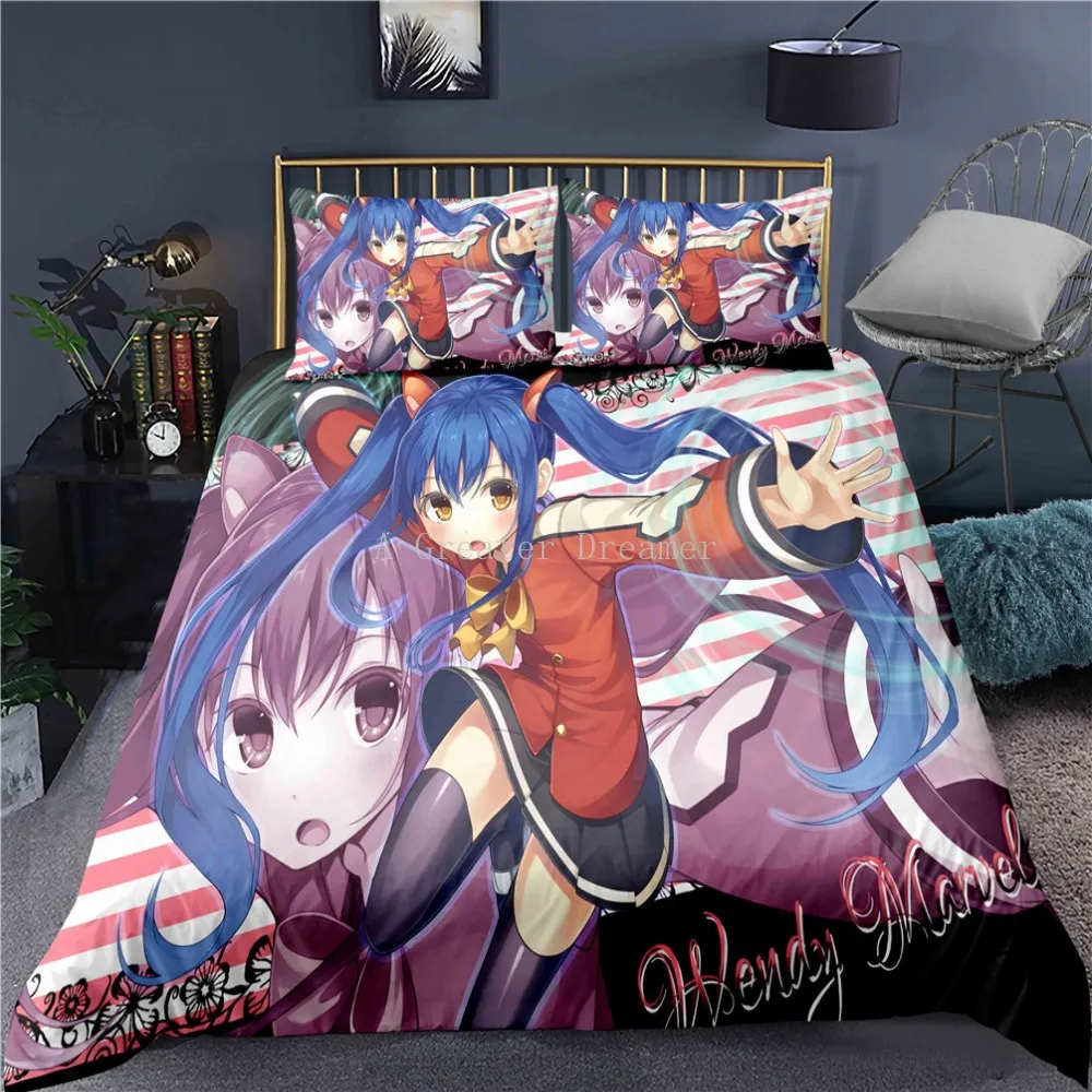 

Neue 3D Bettwäsche Set FAIRY TAIL Anime Bettbezug Kissenbezug Set Bettwäsche Home Textile 2/3 stücke Für Jungen Mädchen könig Gr