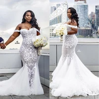 vintage lace arabic plus size wedding dresses luxurious sweetheart beaded mermaid illusion bridal dresses sexy gowns