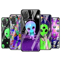 cartoon space alien for samsung galaxy s20 fe ultra note 20 s10 lite s9 s8 plus luxury tempered glass phone case cover